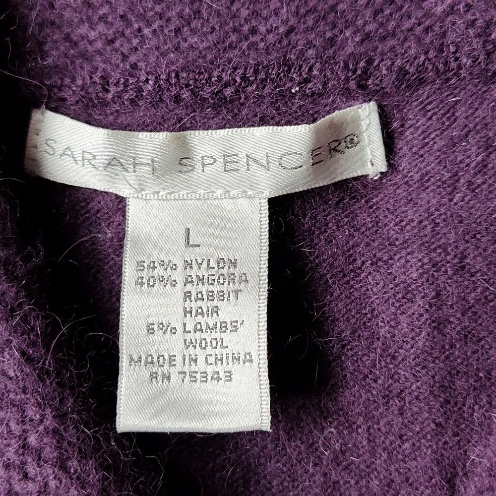 Sarah Spenser Angora and lambswool split neck collared sweater size L - Picture 2 of 8